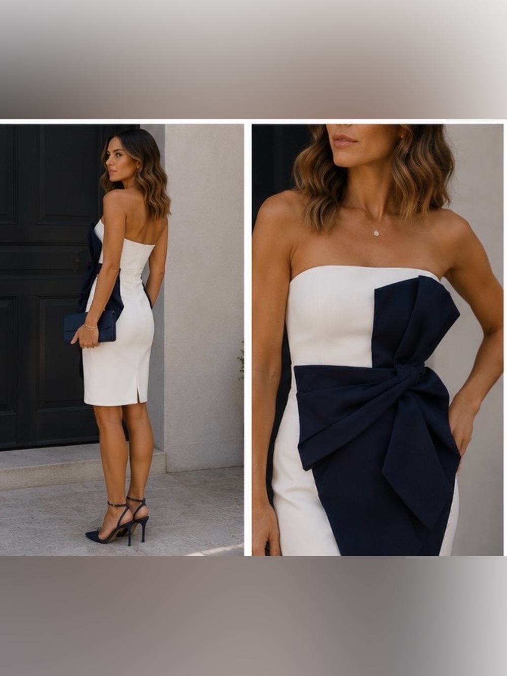 Antonio Berardi Strapless Colorblock Dress White Black Avant Garde Bow Dress 4 - Picture 2 of 11